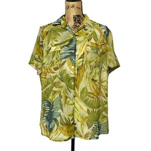 Green Leaf Casual Button Down Shirt Sleeve Shirt 14